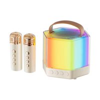 Genérico - Mini Parlante Portatil Con Luces + 2 Microfonos