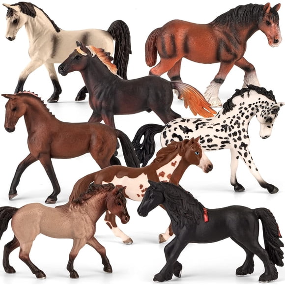Set 8 Figuras De Caballos De Plaastico 56 Cm Realistas
