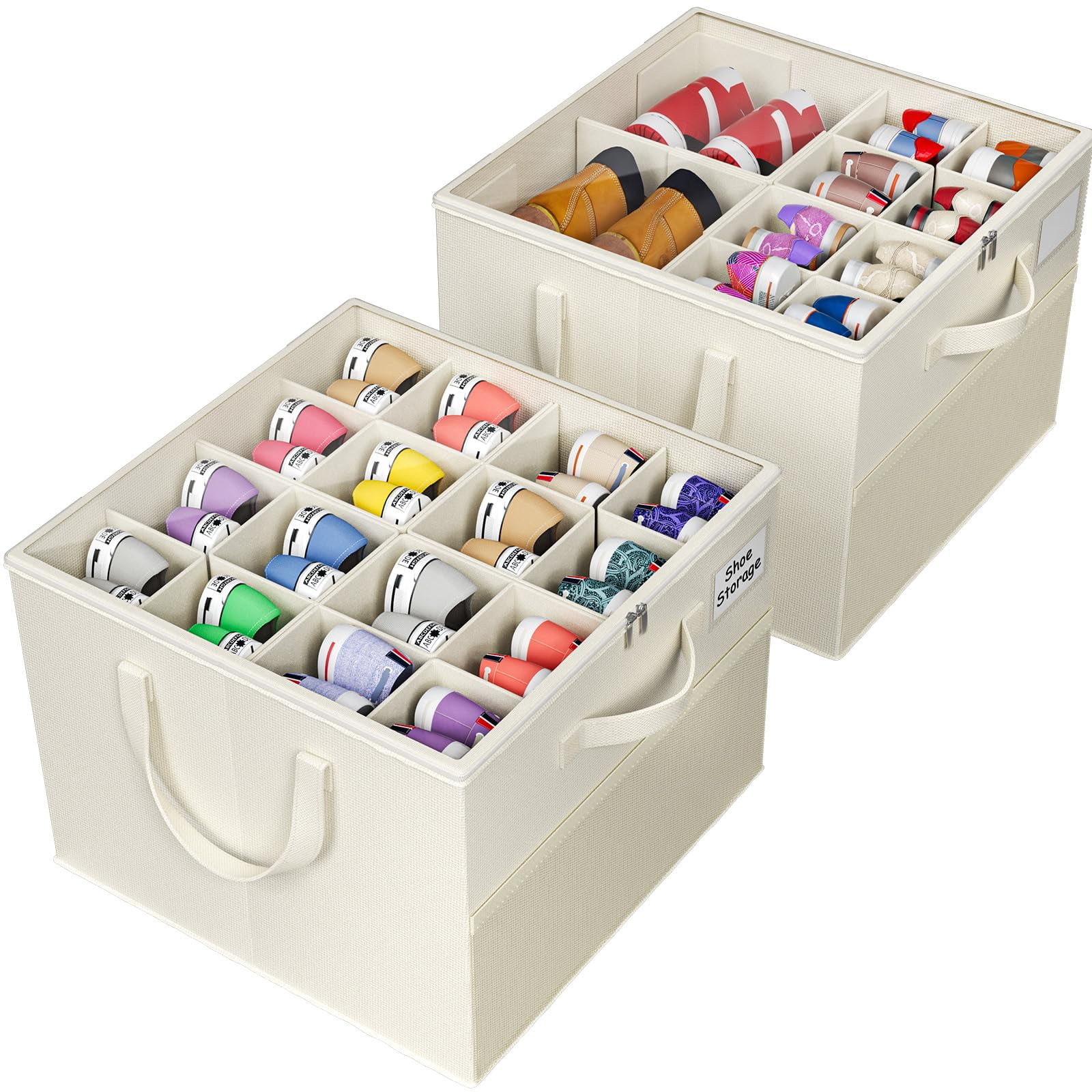 Organizador De Zapatos Nestorganix, Armario Grande, Paquete De 2 Unidades, Color Beige