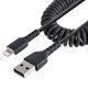 thumbnail image 1 of Cable StarTech RUSB2ALT1MBC USB a Lightning de 1 m, enrollado, negro, 1 of 7