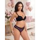 thumbnail image 4 of INSPIRE CHIC Ropa interior de mujer con tanga de encaje de tiro bajo y estampado de corazones pequeños en negro, 4 of 4