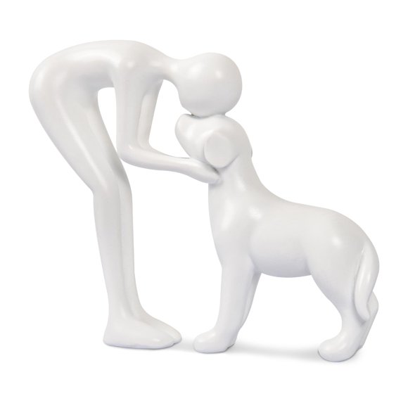 Figurilla FriyGardcn 15 cm Blanca de Persona y Perro