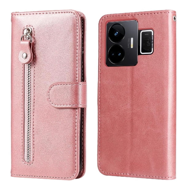 Funda con Cremallera para Realme GT Neo 5, Carcasa Cartera de Cuero PU con Soporte y Tarjetero