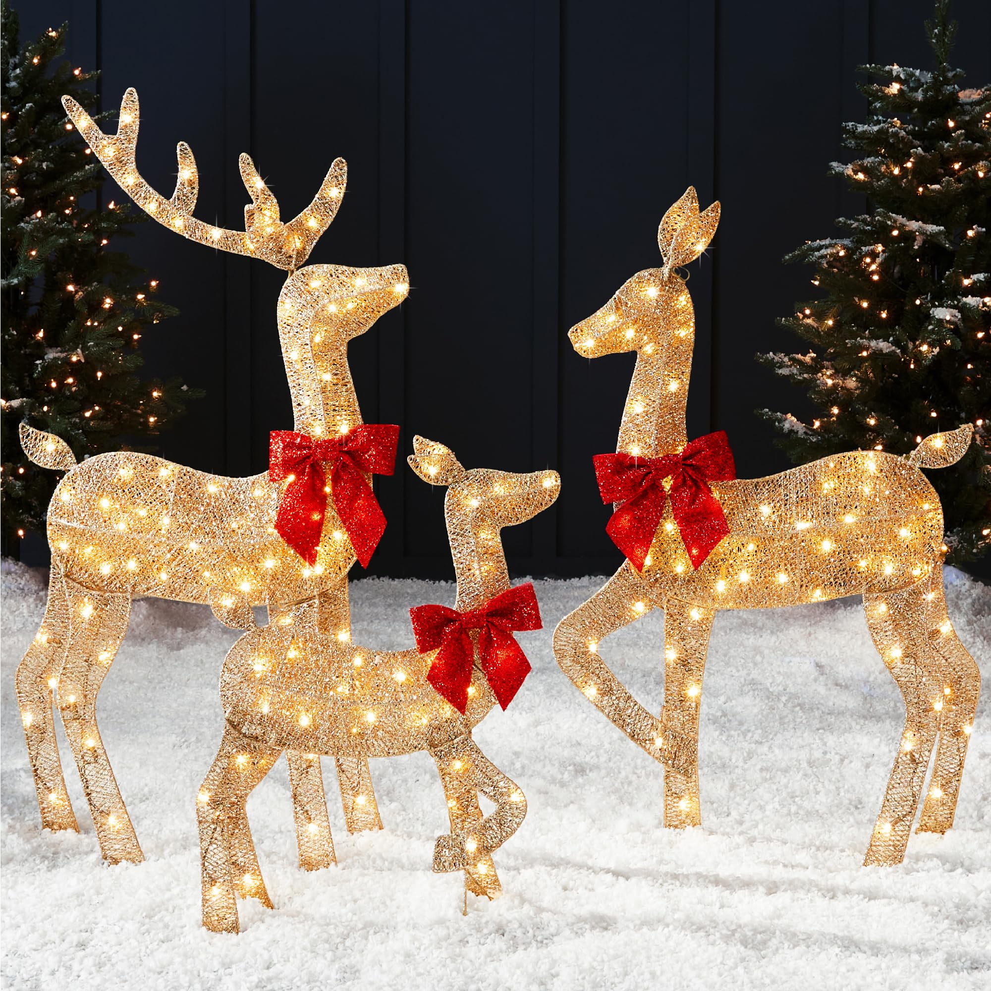 Set Christmas Deer Family Best Choice Products De 4 Pies Con 175 Led