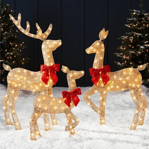 Set Christmas Deer Family Best Choice Products De 4 Pies Con 175 Led