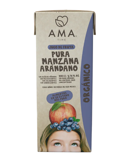 Ama Time - Pack Ama Jugo De Fruta Orgánico Manzana Arándano 12X200Cc Tetra