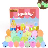 Purpurina Squishy Leehur Mochi 20 Unidades Animales Que Brillan En La Oscuridad