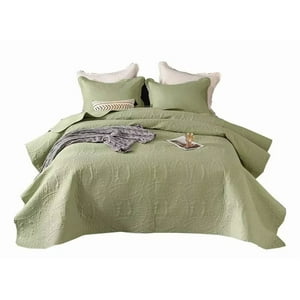 Genérico - Cobertor Verano King Unicolor Quilt Verde Rey + Fundas