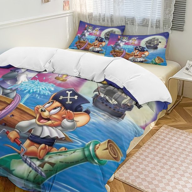 Tom And JerryCartoon Collection 3-Piece Comforter Set, Personalized Bedding Decor for Kids And Teens Bed Sheets