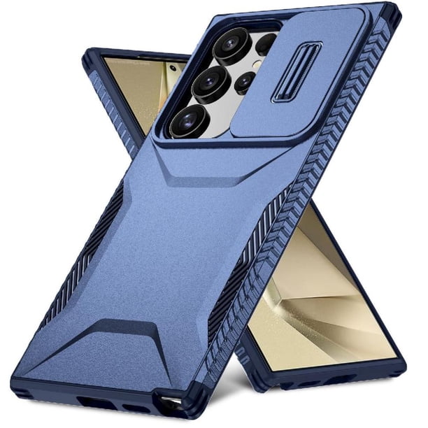 Funda Resistente para Samsung Galaxy S24 Ultra con Tapa Deslizante y Protección Militar Azul