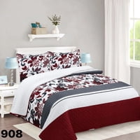 Genérico - Cubrecama Quilt Sherpa 1 1/2 Plazas - Burdeo Hojas M908