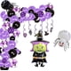 thumbnail image 1 of Kit de arco de globos para Halloween: globos morados, negros y blancos, globos de confeti, pancarta espeluznante, juego de globos de araña blancos y negros, globos de aluminio con forma de bruja para, 1 of 5
