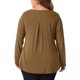 thumbnail image 3 of Agnes Orinda Blusas de Mujer Tallas Grandes Camisetas de Manga Larga con Cuello Entallado y Pliegues en el Frente 3X Marrón, 3 of 6