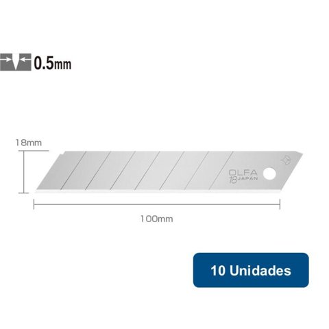 Olfa - Repuesto Cuchillo 18Mm 8 Segmentos Lb-10 10Un.