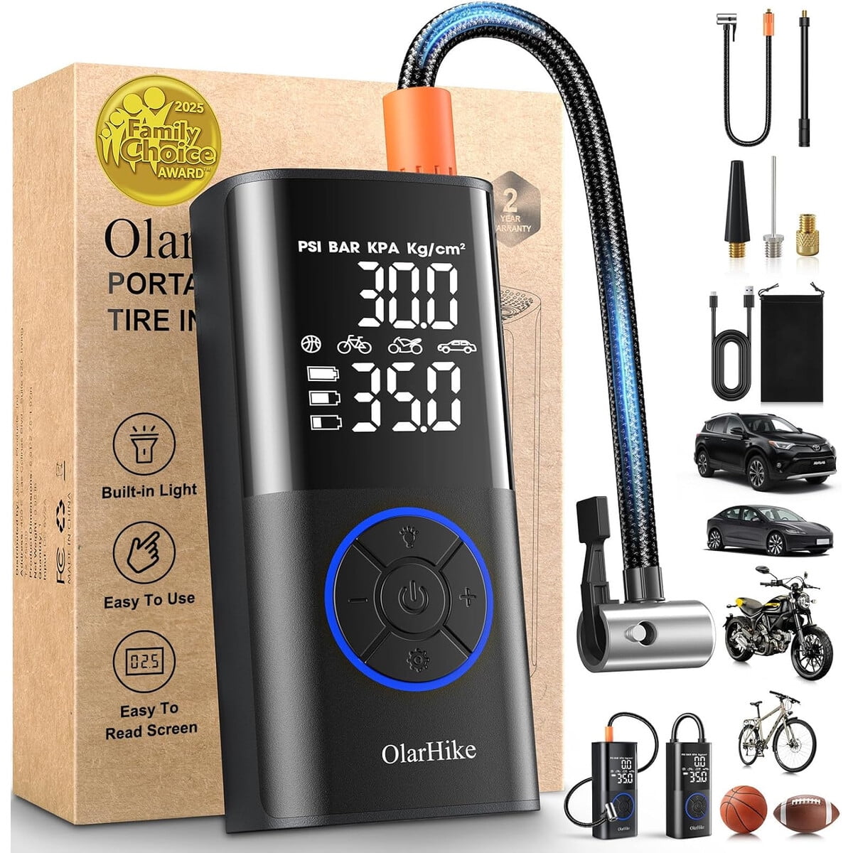 Inflador Portátil Olarhike Tic7v106 160psi Batería Led