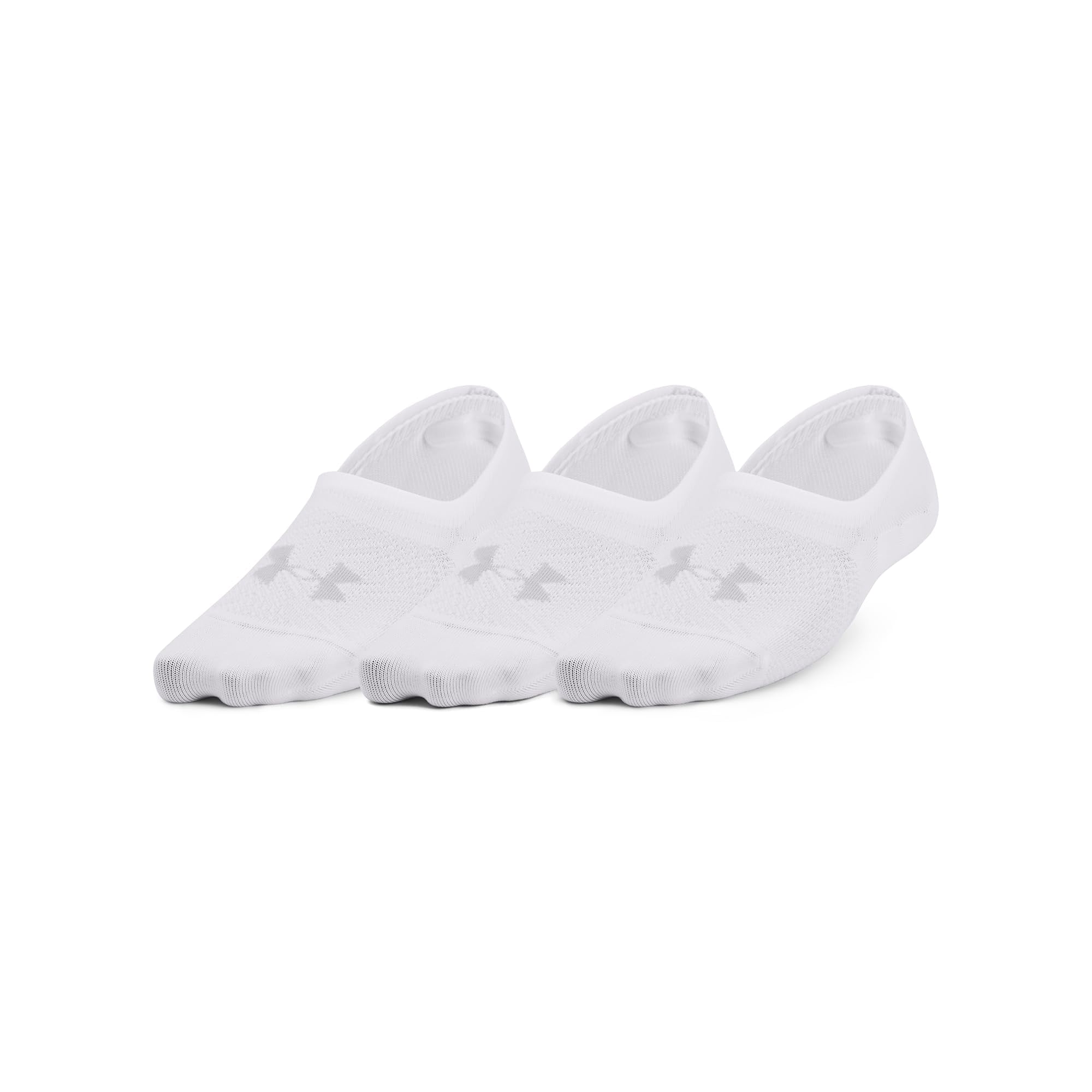 Calcetines Under Armour Breathe Lite Ultra Low Para Mujer, Paquete De 3, Blancos