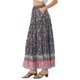 thumbnail image 4 of INSPIRE CHIC Falda Maxi de Verano para Mujer con Cintura Alta Elástica, Volantes, Estampado Floral Bohemio, Línea A, Bolsillos, Talla S, Azul Oscuro, 4 of 6