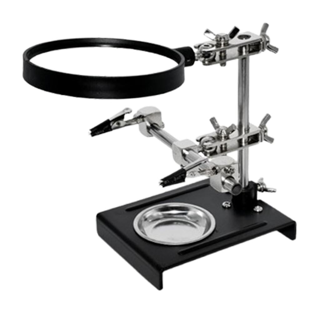 Magideal - Abrazadera De Reparación De Estación De Soldadura De Tercera Mano Con Lupa De 5 Aumentos Herramienta De Soldadura Para Pequeños Proyectos De Precisión