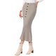 thumbnail image 4 of INSPIRE CHIC Falda Maxi de Punto para Mujer con Cintura Elástica Falda Casual de Cola de Pescado Acanalada XS Caqui, 4 of 6