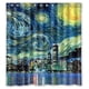 thumbnail image 1 of Cortina de ducha batik con diseño de noche estrellada sobre el mar, con ganchos, tamaño 66 x 72 pulgadas, 1 of 3