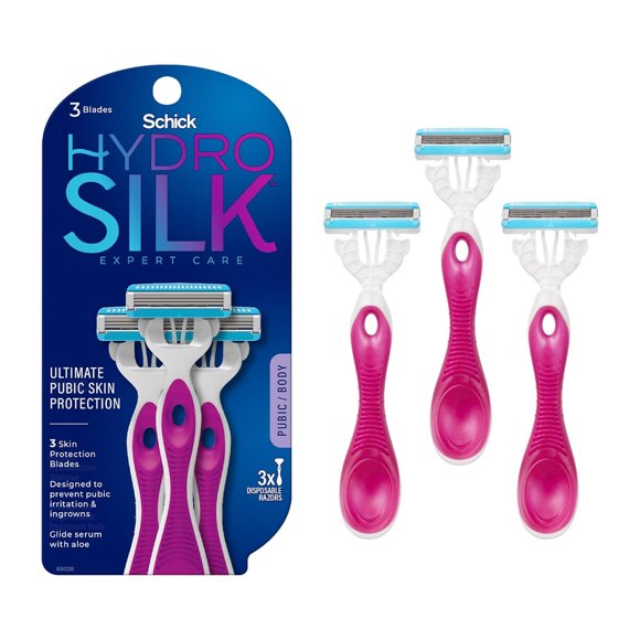 Rastrillo Desechable Schick Hydro Silk de 3 Cuchillas para la Protección del Pubis