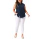 thumbnail image 2 of Agnes Orinda Camisas sin mangas de verano casuales para mujer de talla grande con botones 3X Azul Marino, 2 of 6