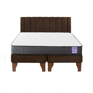 5° Sueño - Cama Europea 2 Plazas + Respaldo Tubular Madera Café