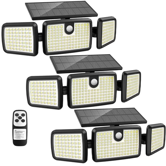 Luces solares con sensor de movimiento de 3 cabezales MIHANI 2500 lm 232 LED IP65