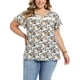 thumbnail image 1 of GRACE & GRANDEUR Blusa Floral de Pascua para Mujeres de Talla Grande con Cuello en V, Ribete de Encaje y Mangas con Volantes para Verano, Casual, Talla 2X, Negro, 1 of 6