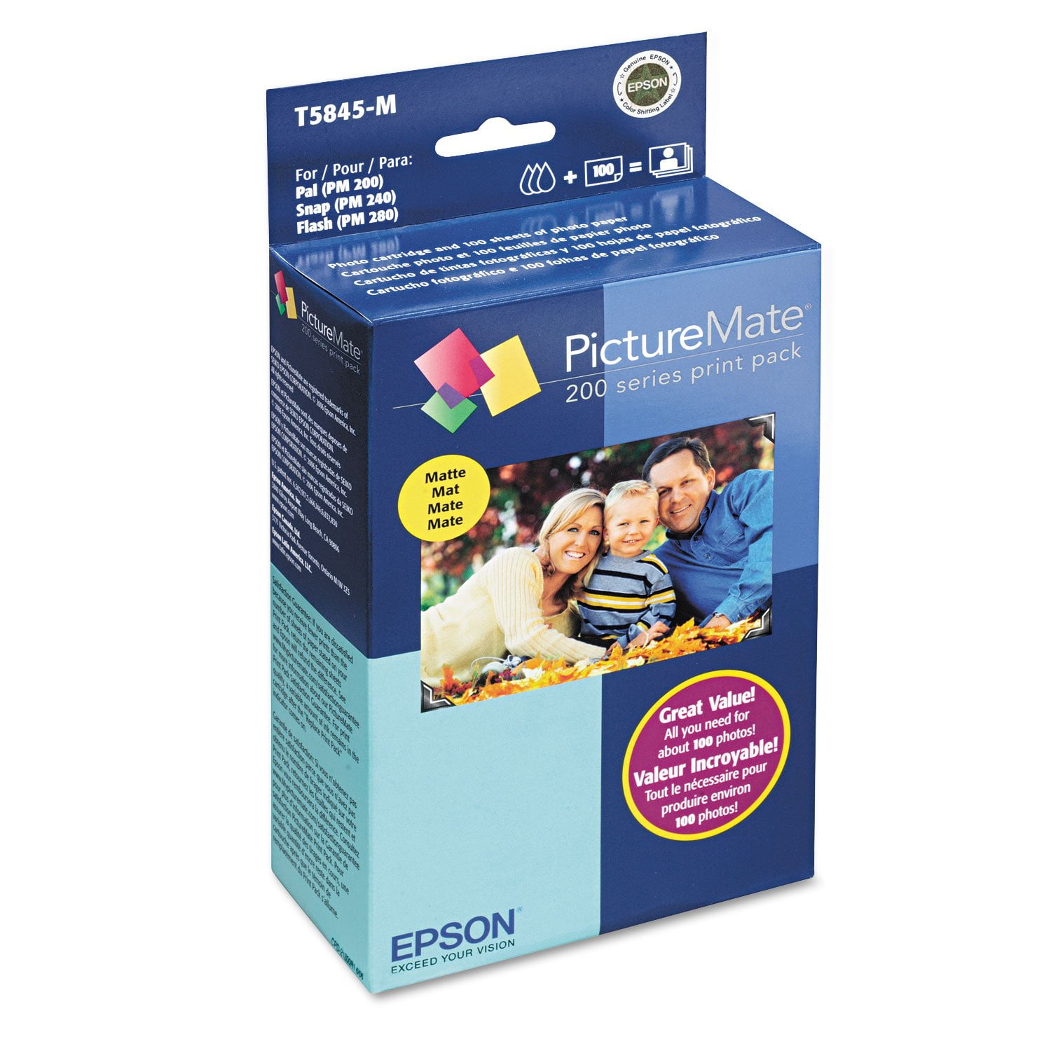 Paquete De Impresión Epson T5845-m Picturemate Con 100 Hojas De Papel Fotográfico