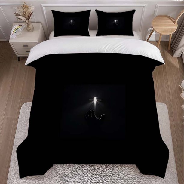 Glow-in-the-Dark Cross Themed Bedding Set Soft and Comfortable for All Seasons Ideal Home & Bedroom Decor Perfect Gift for Family
