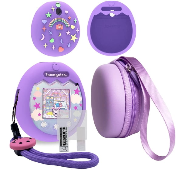 Funda de transporte y funda de silicona para Tamagotchi Pix Purple