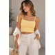 thumbnail image 1 of Top Mujer Tejido Calado Corto Con Tirantes amarillo Talla Única, 1 of 3