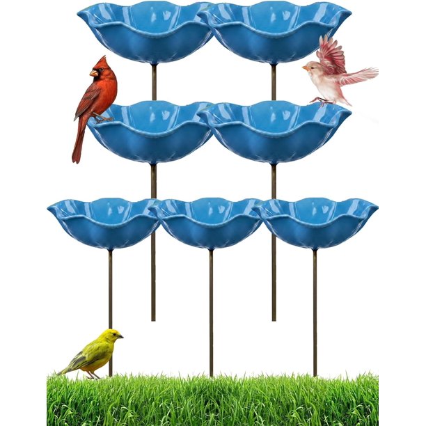 Estaca jardín flor metal hecha mano baño pájaros estación riego abejas mariposas exterior