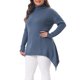 thumbnail image 4 of Agnes Orinda Suéter de Cuello Alto para Mujer de Talla Grande, Túnica de Manga Larga con Dobladillo Asimétrico, Suave y Cálido, Casual, Tejido de Punto Acanalado, 1X Grande Azul, 4 of 6