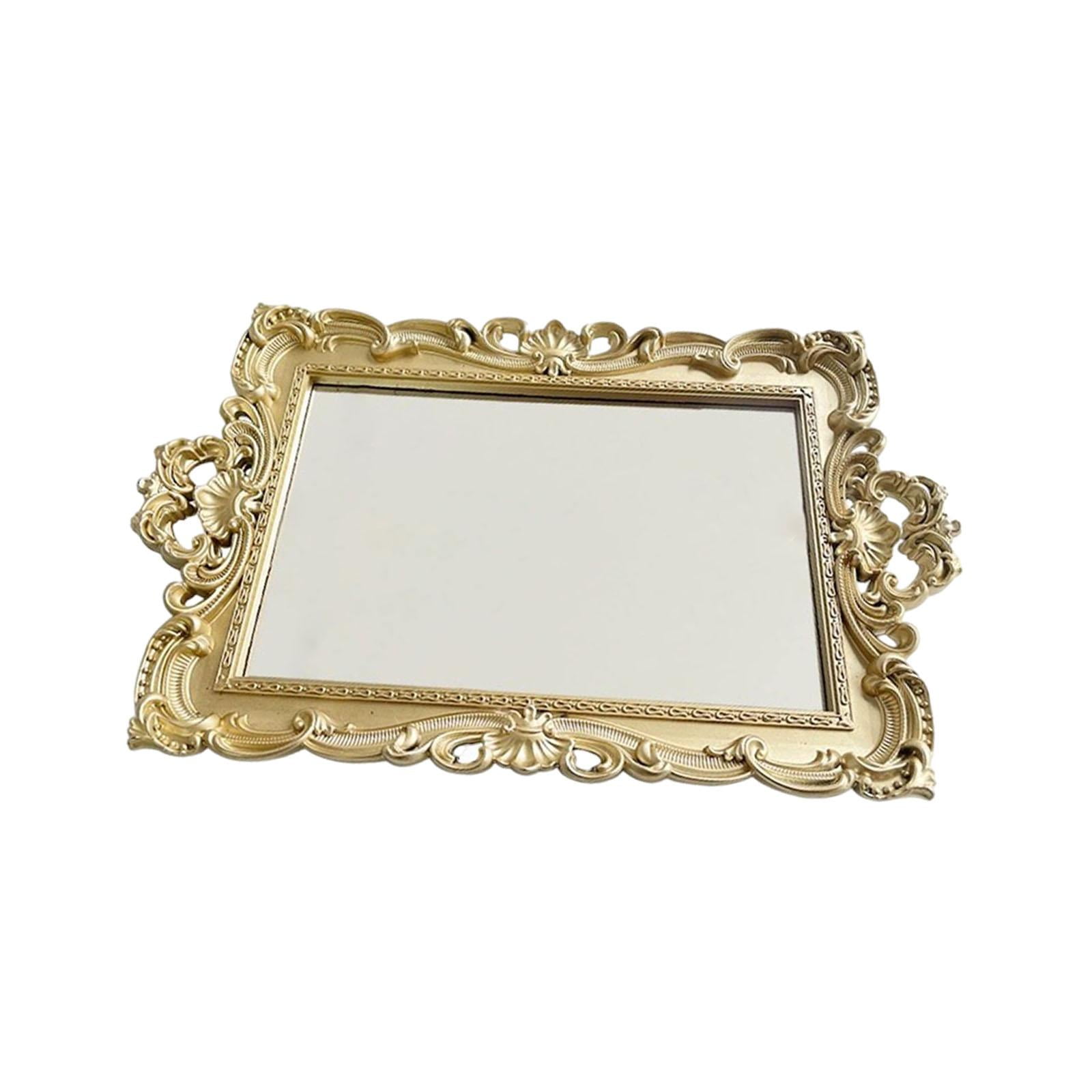 Magideal - Espejo De Maquillaje, Bandeja De Espejo Decorativa, Decoración De Mesa Rectangular De Escritorio, Bandeja Para Servir, Espejo Antiguo Para Peluquería