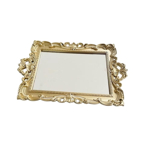 Magideal - Espejo De Maquillaje, Bandeja De Espejo Decorativa, Decoración De Mesa Rectangular De Escritorio, Bandeja Para Servir, Espejo Antiguo Para Peluquería