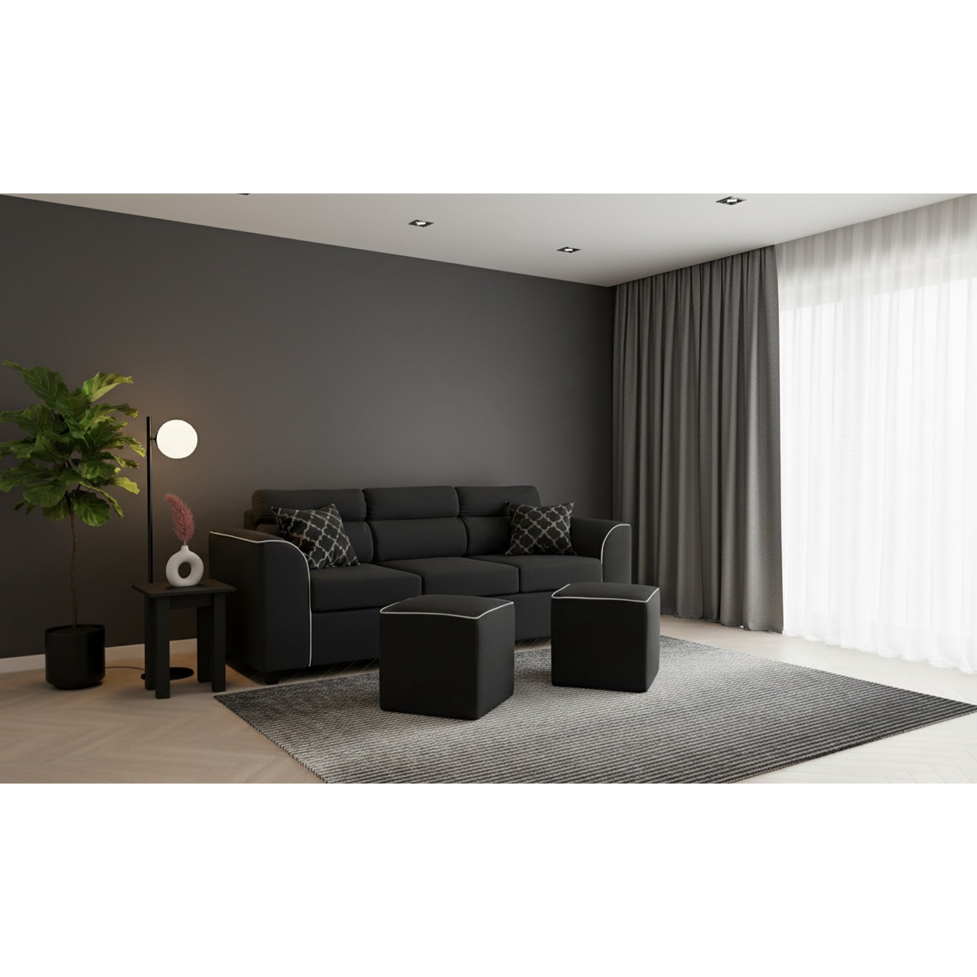 Fancy Hogar - Sofa Pufa 3 Cuerpos 2 Puff