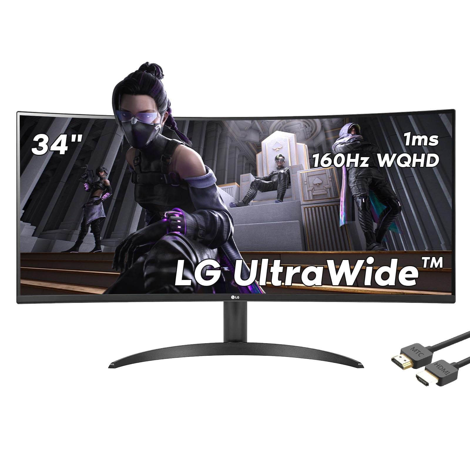 Monitor Lg Ultrawide Curved Wqhd De 34 Pulgadas (3440 X 1440) 160 Hz 1 Ms