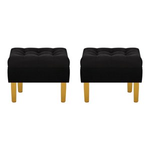 Bodevir - Set Pouf Wood 1C Felpa 01 Negro