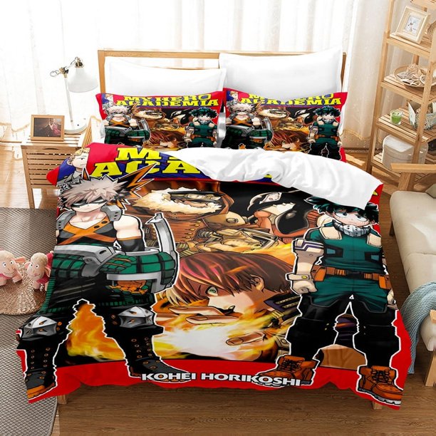 New My Hero Academia Bedding Set Japan Anime Soft Bedclothes Single Double Queen Twin Duvet Cover Teens Boys Bed Linen