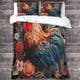 thumbnail image 3 of Juego de ropa de cama con estampado de gallo, funda nórdica de microfibra suave con estampado animal y diseño de impresión 3D para niños, adolescentes y adultos, juego de 3 piezas con cremal, 3 of 3