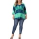 thumbnail image 4 of Agnes Orinda Blusas Casuales de Talla Grande para Mujer con Rayas Tie Dye, Cuello en V y Mangas 3/4, Talla L, Verde Tie Dye, 4 of 8