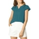 thumbnail image 5 of INSPIRE CHIC Blusa Sólida de Mujer Cuello en V con Volantes Manga Corta Ligera para el Trabajo XL Azul Pavo Real, 5 of 6