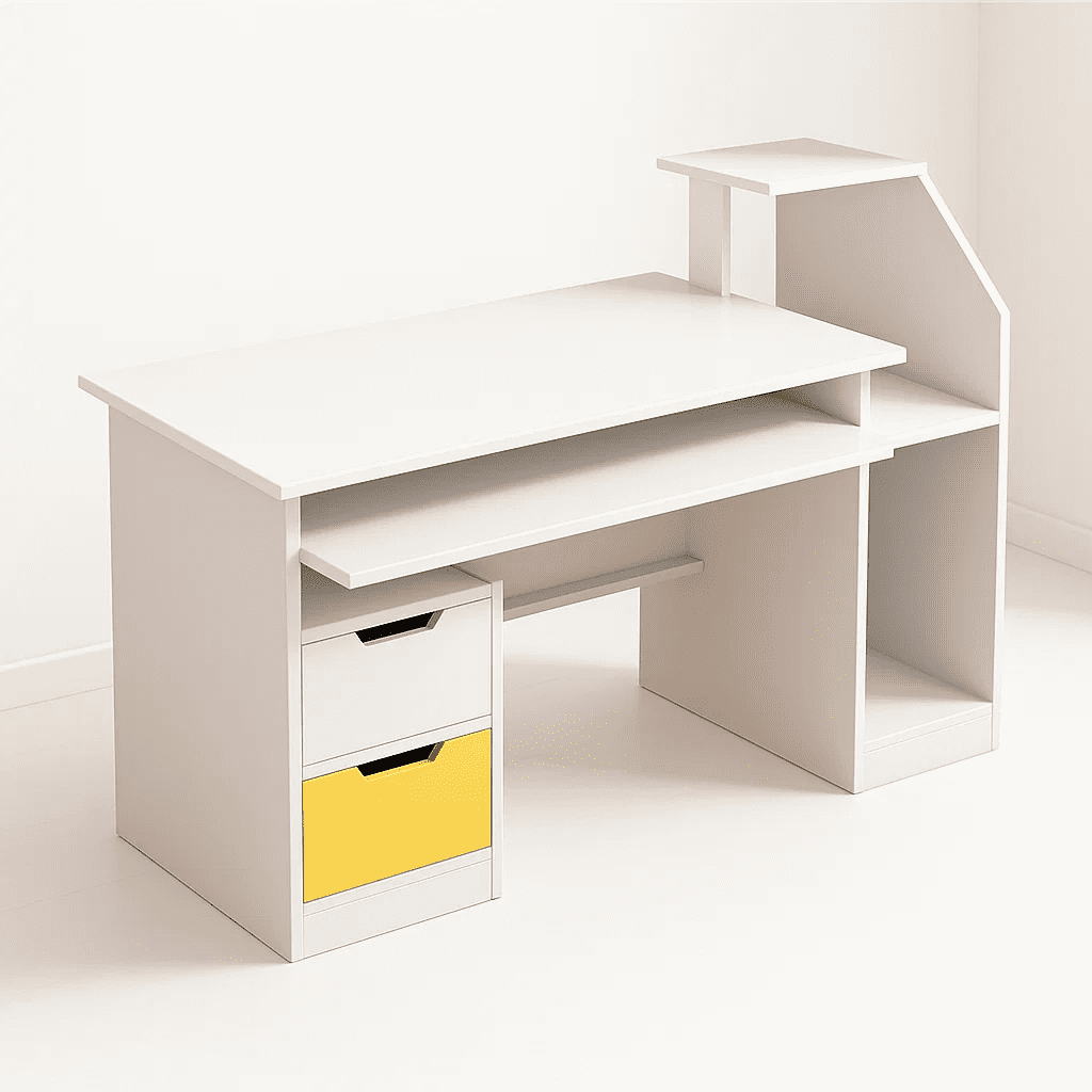 Klik Muebles - Escritorio Con Cajones Y Repisas Blanco Buenos Aires