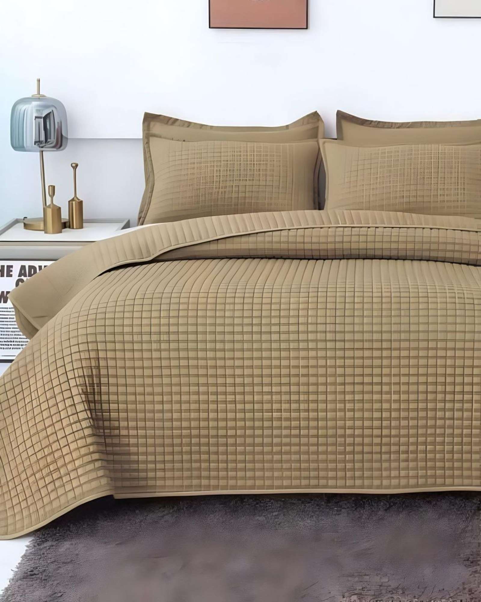 Imac Hogar - Cobertor De Lujo Quilt Verano Plaza Y Media Caqui