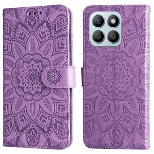 Funda Tipo Cartera Foxdock Para Honor X8B , Diseño Girasol En Relieve, Cuero Pu, Cierre Magnético, Soporte Y Tarjetero