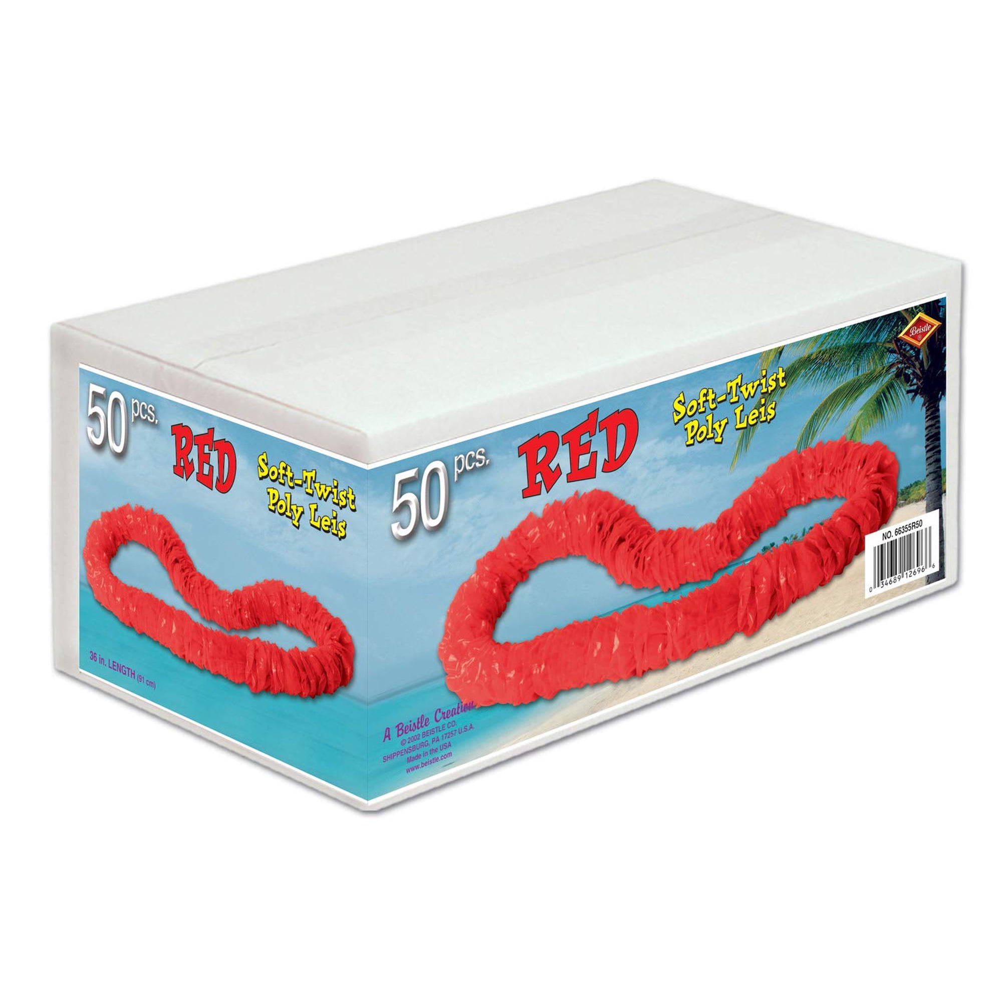 Leis Beistle Soft-twist Poly Leis Con Caja Etiquetada Roja X50