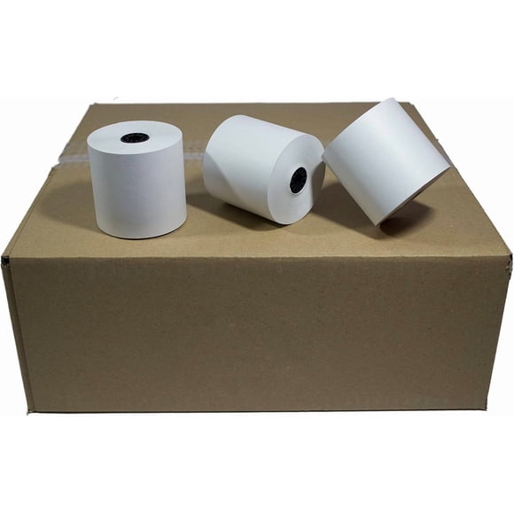 Rollos para caja registradora de cocina de 3" x 165', papel bond para impresora POS de 1 capa, 25 rollos por caja (núcleo sólido simple, 46 GSM)