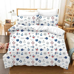 Milsleep - 3D Cartoon Sealife Pattern Funda Nórdica Juego De Cama Funda Nórdica Fundas De Almohada
